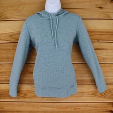RBX Pullover Jacket Hoodie Womens Size S Pale Blue Heathered Poly Blend Pockets