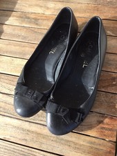 Authentique Ballerines Cuir Noir Chanel 37
