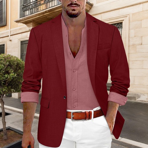 Men Long Sleeve Suit Dress Casual Holiday Button Pocket Party Blazer Jacket Coat - Picture 26 of 32