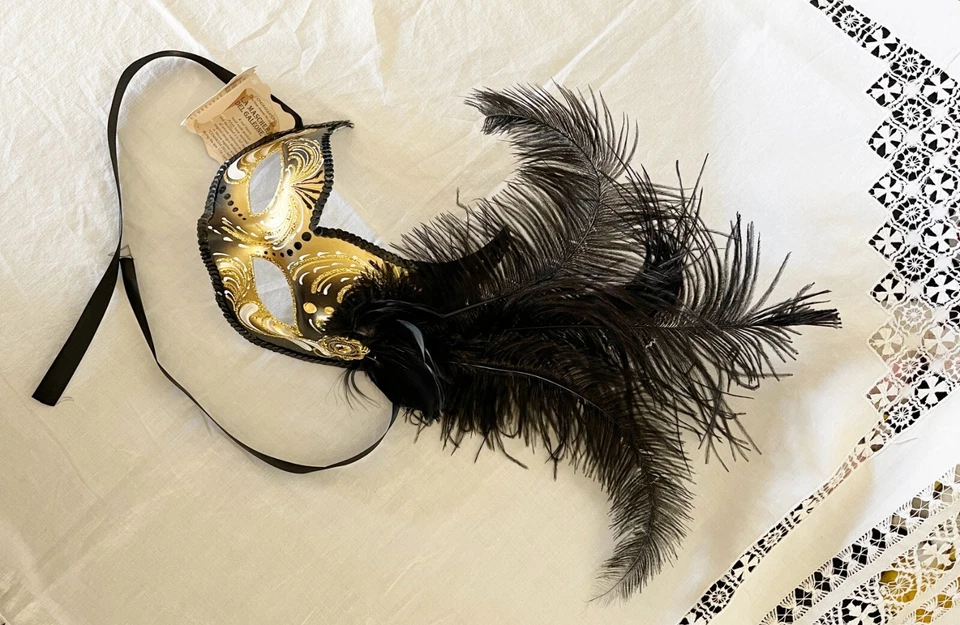 Mask Venetian La Maschera with Tag Venice Italy Mardi Gras - Image 4 of 4