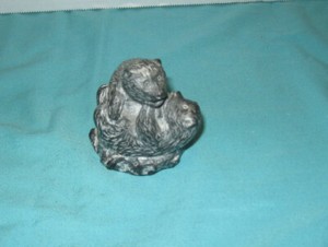 Vintage "The Wolf Sculptures" Carved Soapstone Two Bear Cubs Playing 2 1/2" Tall