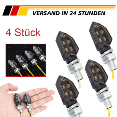 4x LED Miniblinker Motorrad Blinker Universal Roller Schwarz 12V M8 E-Geprüft