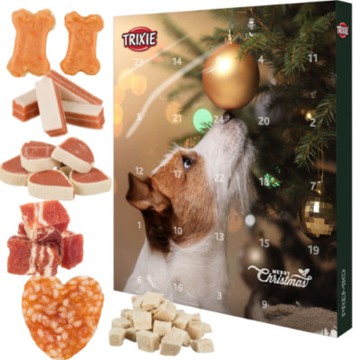 TRIXIE Adventskalender gefüllt mit diversen Snacks für Hunde 30×34×3,5 cm