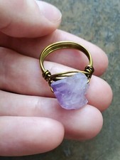 Artisan Amethyst Raw Crystal Ring Wire Wrapped Handmade Healing Crystal Boho