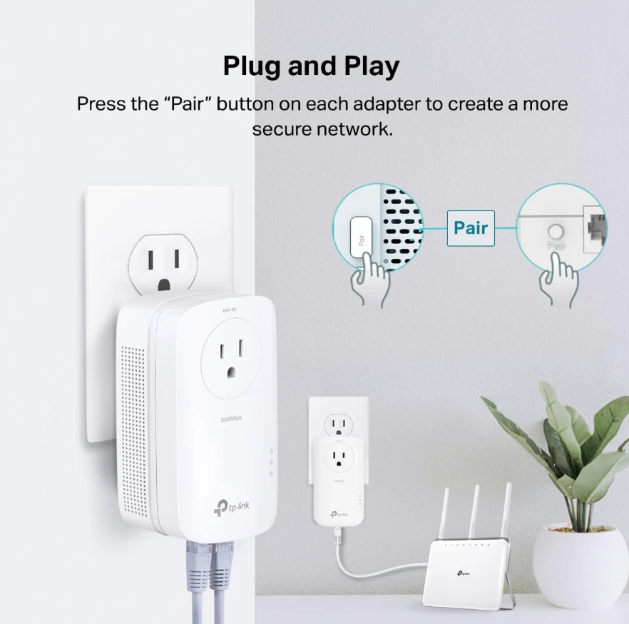 TP-Link AV2000 Powerline Ethernet Adapter Kit (TL-PA9020P KIT) | Gigabit 2-Port - Image 2 of 3