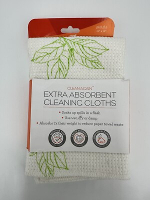 Full Circle Extra Absorbent Cleaning Cloths Pack of 2 12x12'' Cloths