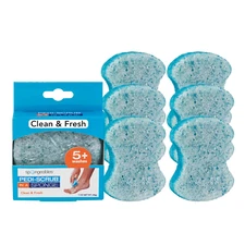 Spongables Pedi Scrub Foot Exfoliating 5+ Wash Travel Sponge, Clean & Fresh, 6 C