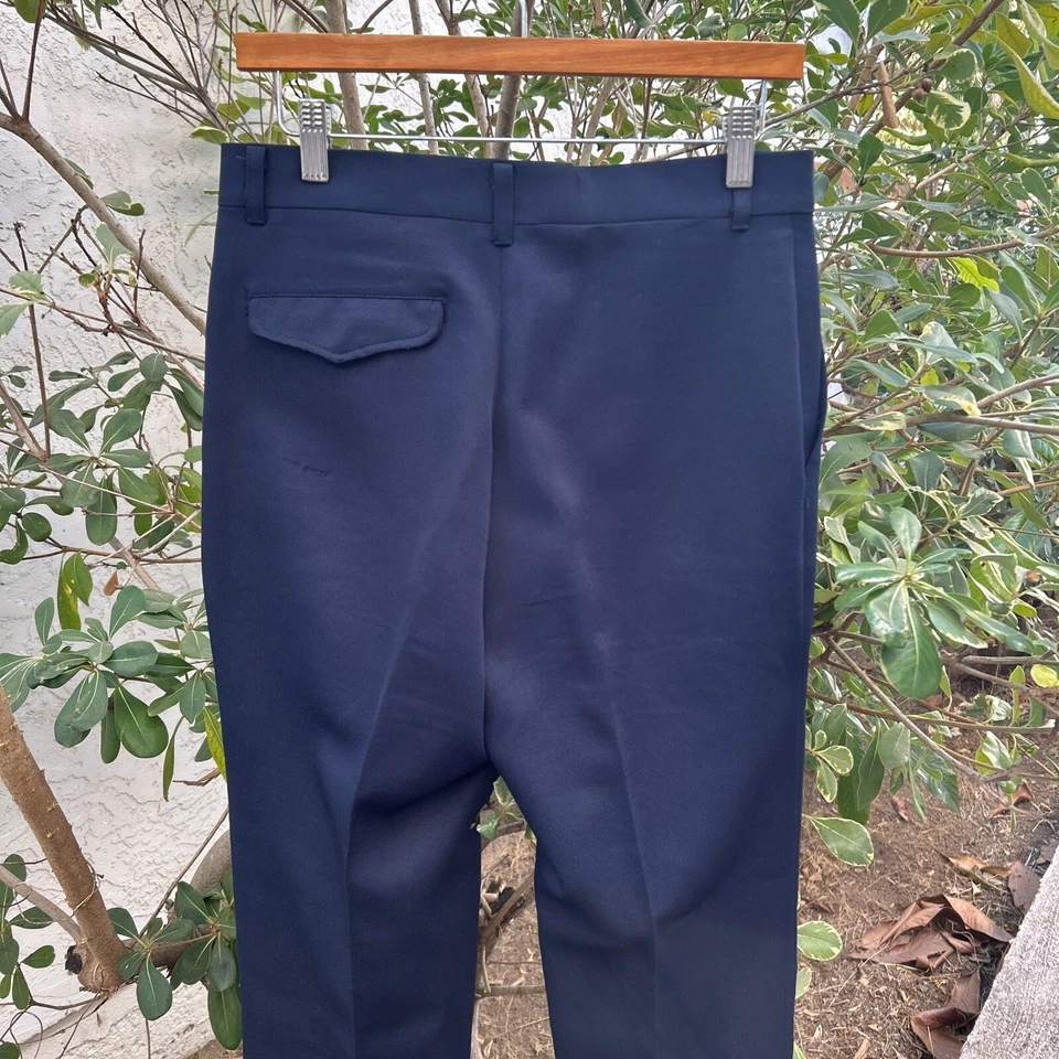 Vintage 70s/80s New Roads Pleated Dress Pants Navy Blue Talon Zipper Men’s 30x31 - Image 3 of 4