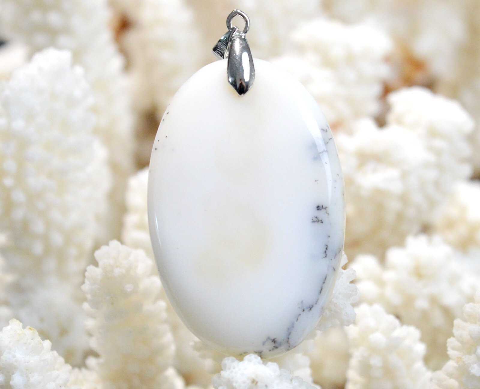 Agate dendrite de 67 carats | Pendentif cabochon unique en pierre naturelle de Turquie