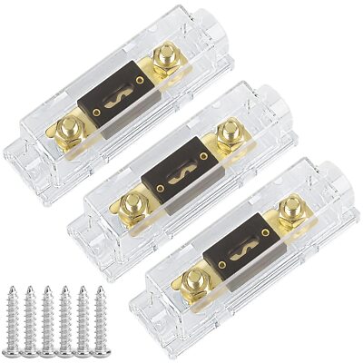 3 Pack 300 Amp Anl Fuse Holder Block 0/2/4/8 Gauge Awg Car Audio 300a 1/0 Zero G