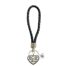 Custom And She Will Be Loved Black Leather Key Chain Gift Choose Initial