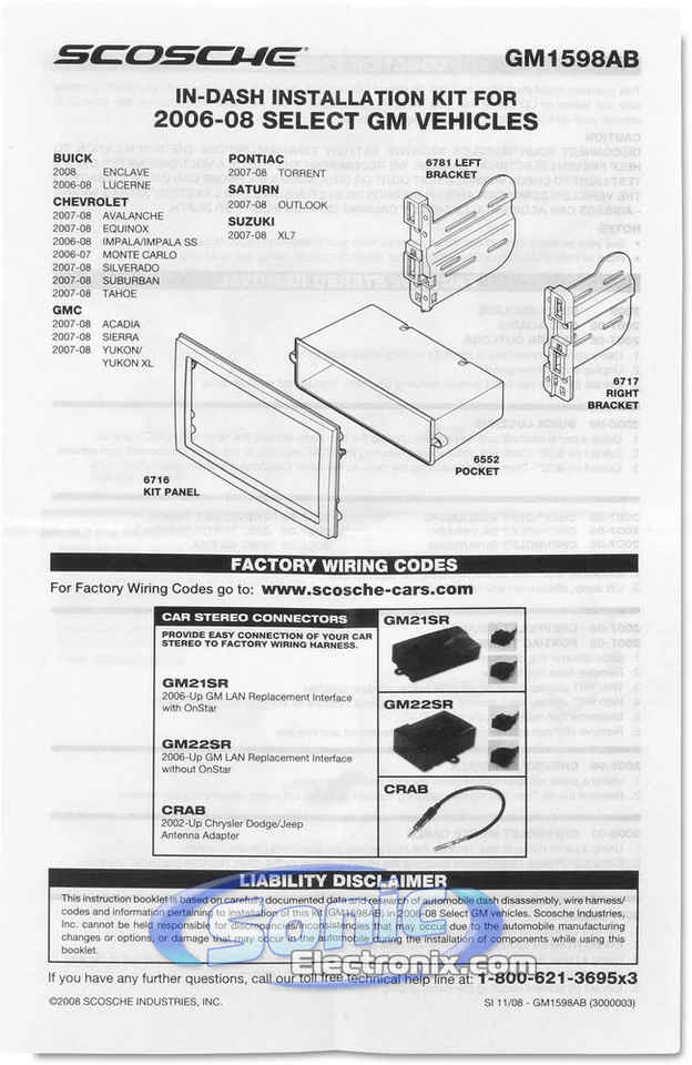 Scosche GM1598AB 单/双 DIN 安装仪表板套件适用于 2006-Up 雪佛兰 — 第 3/4 张图片
