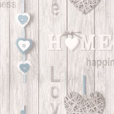 LOVE YOUR HOME WALLPAPER - BLUE - FINE DECOR FD41719 NEW