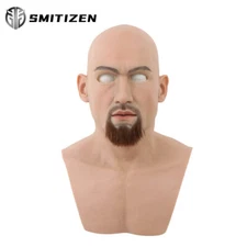 SMITIZEN Silicone Realistic  Men Mask With Beard Cosplay Prop