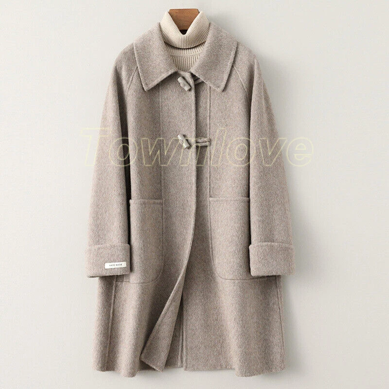 OFF WHITE Cappotto trench coreano largo double face lana donna medio lungo cashmere soprabito