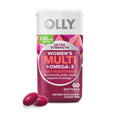 Olly Women's Multi Omega 3 Softgels 60 Count Daily Nutritional Supplement