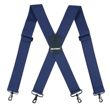 Men's Suspenders 2" Wide X-Back Elastic with Snap Hooks – Adjustable Navy Blue
