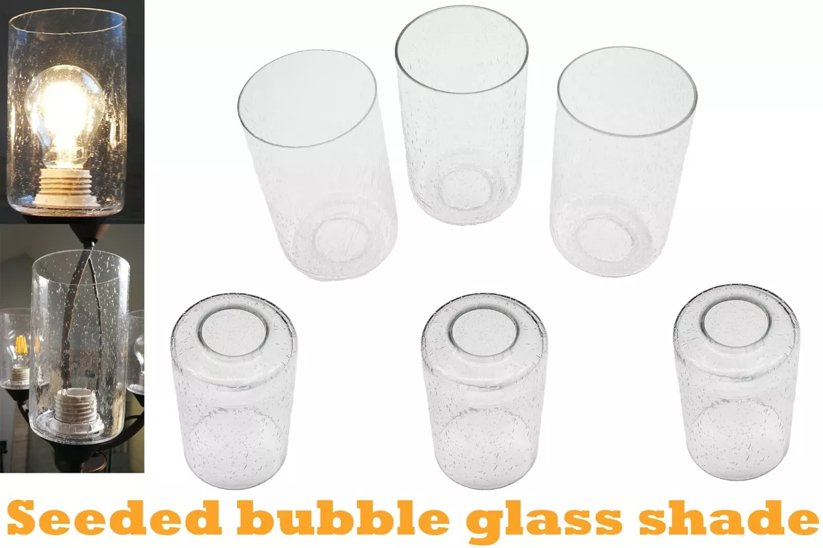 6 Pack Seeded Glass Shade Clear Bubble Cylinder for Light Fixture Pendant Wall