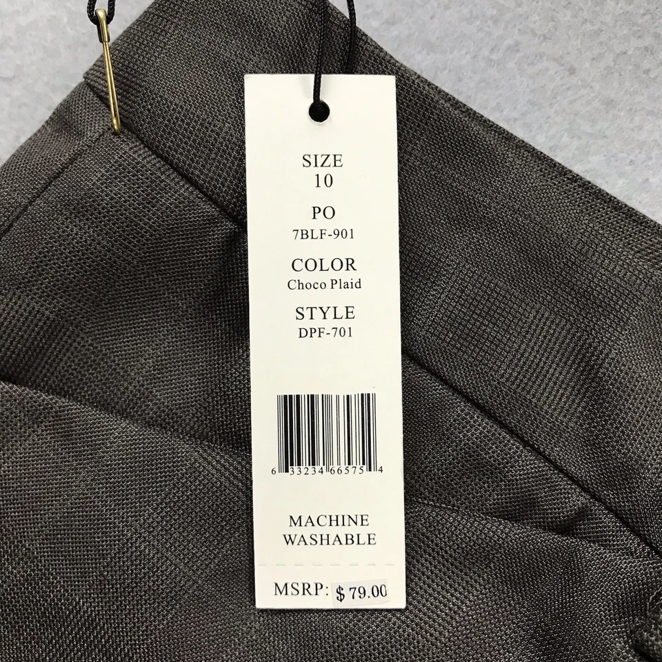 Bogari Pants Womens 10 Brown Plaid Silk Blend Bootcut Lightweight NWT - Image 2 of 4