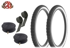ALTA BICYCLE WIRE BEAD DURABLE TIRE 24 x 2.125 BLACK/WHITE ROUGH KNOBBY 6pc SET.