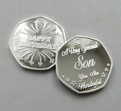 "To A Very Special Son" Happy Birthday - Silver Plated Coin / Gift / Present