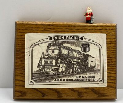 #ad Union Pacific No. 3985 4 6 6 4 Challenger TRAIN Etched Wall Art Plaque w SANTA $18.96