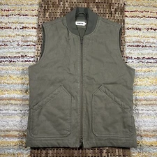 Huckberry Taylor Stitch Workhorse Waxed Duck Canvas Puffer Vest Green Large L