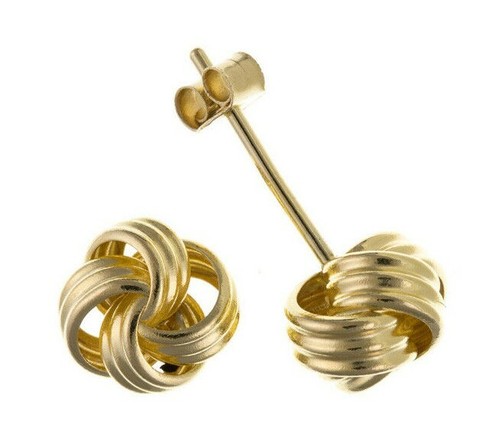 Boucles D'Oreilles Clous Vintage En Or - Petit Nœud - Modèle 1590 - Occasion