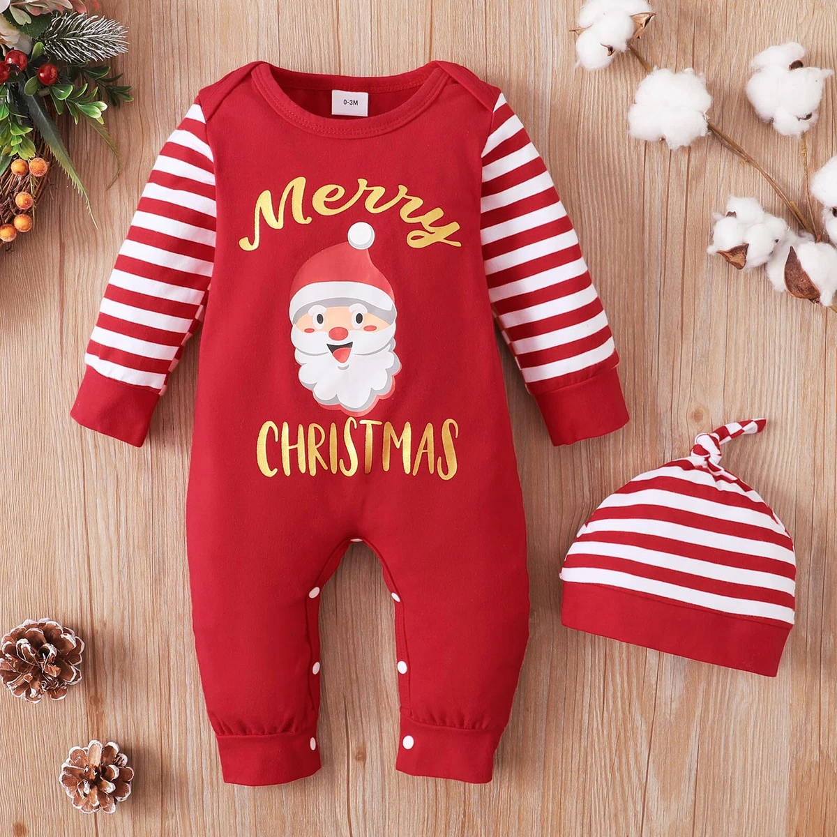 Infant Girls Boys Long Sleeve Christmas Letter Santa Preemie