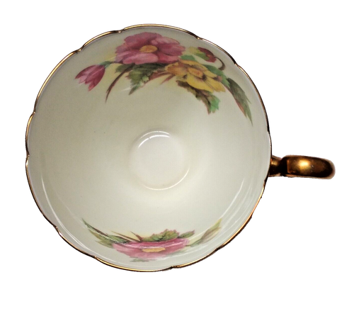 Vintage Shelley Bone China Tea Cup & Saucer-Glossy Black, Wild Roses & Gold Trim - Picture 15 of 18