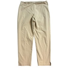 Eileen Fisher Women Medium Beige Organic Cotton Stretch Ankle Pants Side Zip