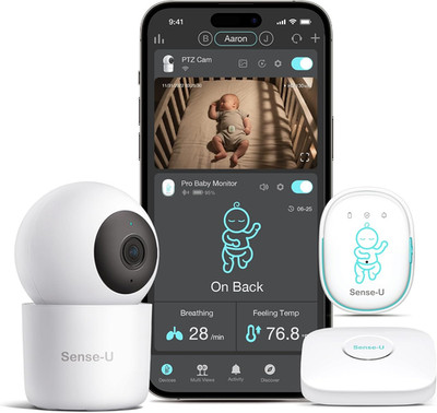 Pro Baby Breathing Movement Monitor with 2.5K PTZ Camera: Track Breathing with G