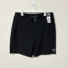 NWT Hurley Board Shorts Mens Black 4-Way Stretch Quick Dry Size 34