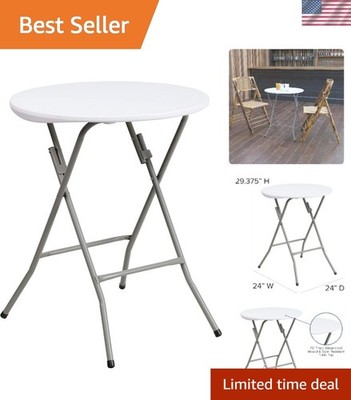 Compact 2-Foot Round Folding Table - Perfect for All Events Indoors/Outdoors