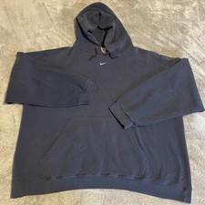 Nike Hoodie Mens 2XL XXL Blue Center Swoosh Vintage Sweatshirt 90s Embroidered