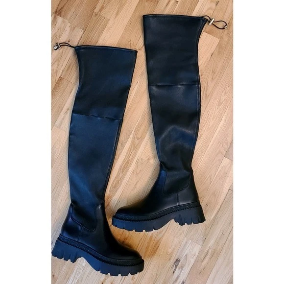 Nueva Bota Coach Jolie en Cuero Negro Sobre la Rodilla Talla 6 Grunge Gótica Foto 2 de 4