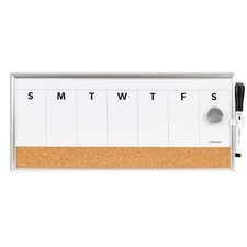 U Brands Dry Erase Weekly Combo Board, 7" x 16" Inches, Office Supplies, Silv...