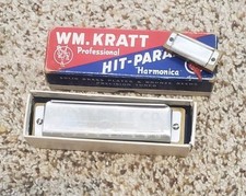 WM. Kratt Co Professional Hit-Parade Harmonica in Box w/Keychain Harmonica