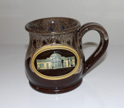 Deneen Pottery 2014 Hand Thrown Brown Drip Glaze Mug Monticello Thomas Jefferson