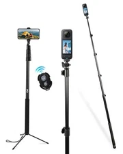 Invisible Selfie Stick 118" Long Selfie Stick,9.8ft with Wireless Remote, Sel...