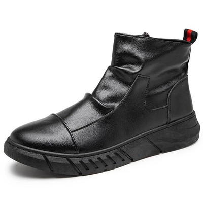  Anti-slip High-top Leather Boots Men Wear Resistance Outdoor Hiking Shoes black