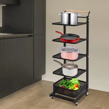 5 Tier Pot Organizer Organization & Storage Multifunctional Pan & Pot Rack Black
