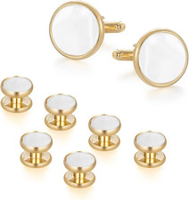 Mens Classic Shirts Cufflink Studs, Mother-Of-Pearl Tuxedo Shirt Button and Cuff