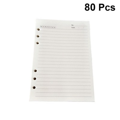 80 Pages A5 Loose Leaf Notebook Paper 6 Hole Filler Replacement Paper Sheets