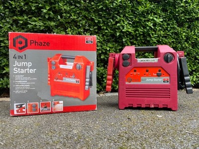 Phaze 4-in-1 Netzteil (+ Starthilfekabel, LED-Licht, 2 x 12V Steckdosen & USB-Anschluss)