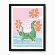 Pop Art Safari Crocodile Art Print Framed Wall Art Poster Canvas Print Picture