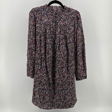 J.Crew Navy Pink Floral Ruffle Neck Long Sleeve Peasant Dress S Cottagecore Boho