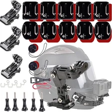 34in1 Motorcycle Helmet Chin+Top+Side Mount Kit for GoPro Hero 13 12 11 10 9 8 7