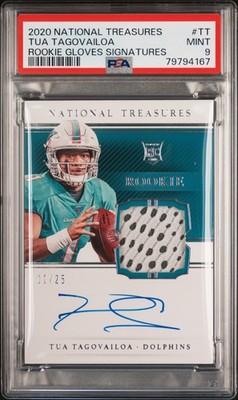 2020 National Treasures #RGS-TT Tua Tagovailoa Rookie Gloves PSA 9 #/25