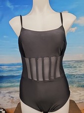 NWT Cupshe Womens One Piece Swimsuit Black Color With Sheer Size Medium